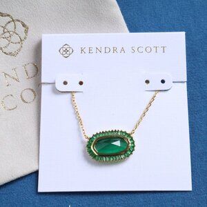 Kendra Scott Baguette Elisa Necklace Green Mix Gold